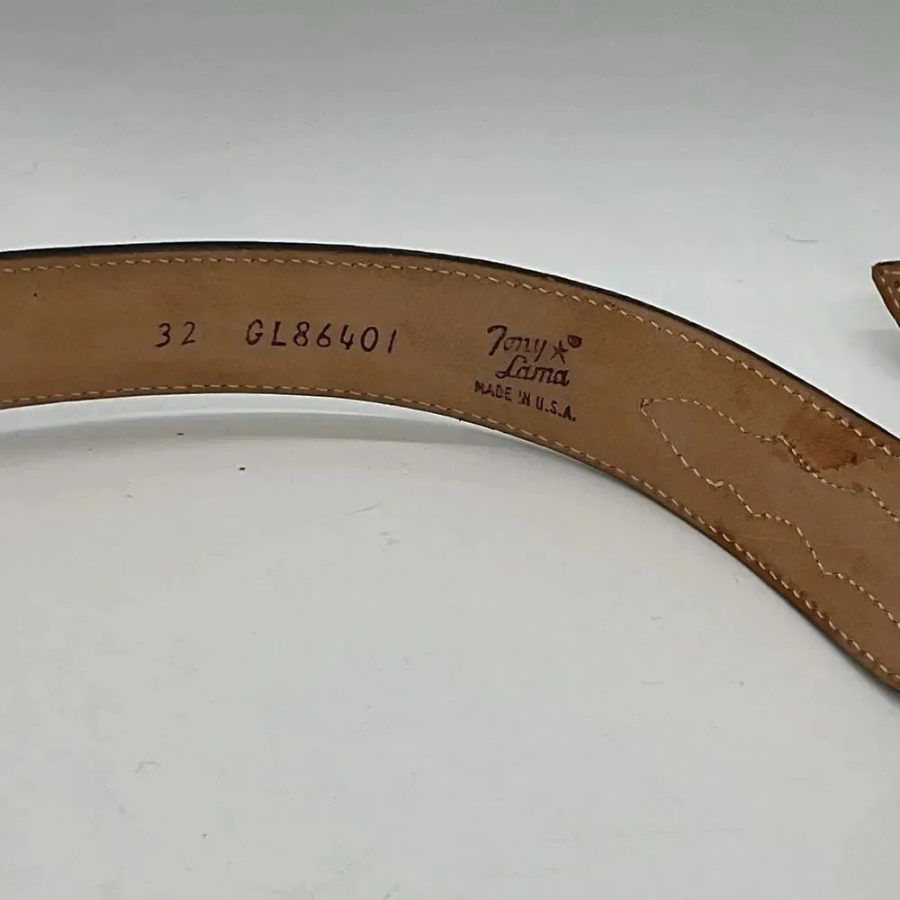 Tony Lama Men's Black and Brown Leather Belt with Silver Buckle